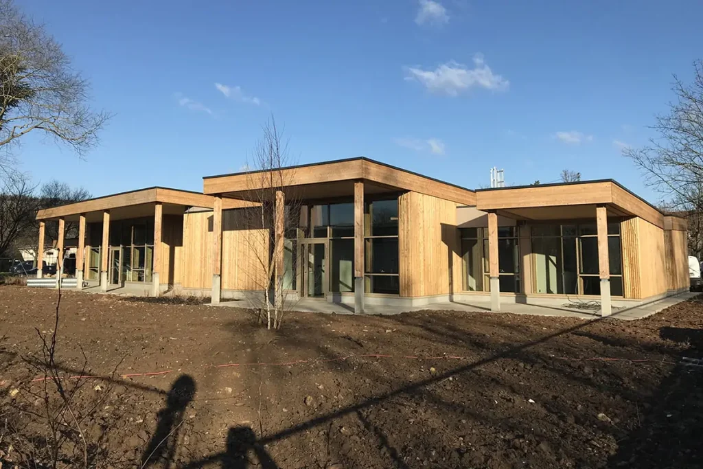 Maison contemporaine à ossature bois en construction