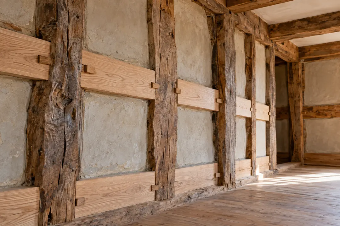 Réhabiliter un colombage en chêne, ses poteaux et contreventements à Colmar proche de Munster